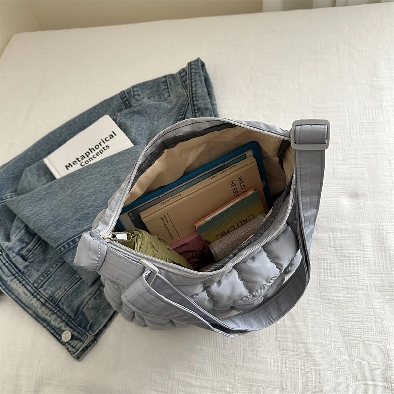 2025 New Quilted Puffer Shoulder Bag for Women Large Capacity Tote Sling Bag Fashion Casual Crossbody Satchel Bag Female Handbag - Image 3