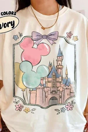 2025-26 Summer Fashion Mickey T-shirt Y2k Minnie Mouse Hat Printed 100% cotton printed T-shirt Women's Loose Disney T-shirt