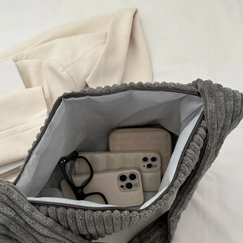 Winter Tote Bag for Women Large Capacity Handbags Casual Shoulder Bags Trend Female Corduroy Shopper Crossbody Bag - Image 6