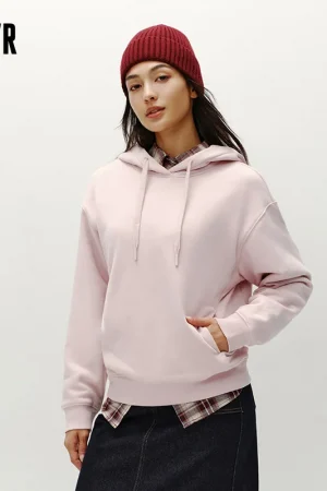 Semir Hoodie Women Fleece Thermal Loose Solid Color 2025 Winter Tops for Woman Bts Sweatshirt Soft Fleece Warm