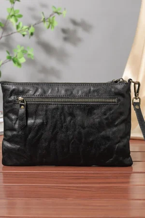 Men's handbag genuine leather vintage leisure hand-dyed pebbled leather handbag street mobile phone bag