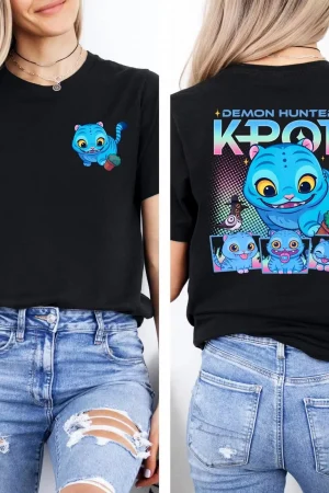 Unisex Kpop Demon Hunters T Shirt Tiger Bird and Vase Cotton Tops Funny Short Sleeve Crew Neck Tee Shirt Y2k Top Korean