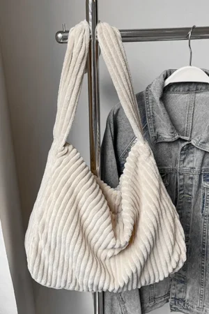 Winter Tote Bag for Women Large Capacity Handbags Casual Shoulder Bags Trend Female Corduroy Shopper Crossbody Bag