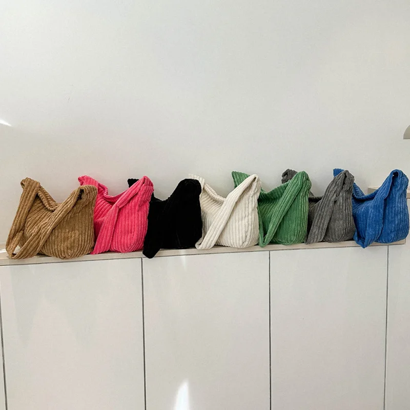 Winter Tote Bag for Women Large Capacity Handbags Casual Shoulder Bags Trend Female Corduroy Shopper Crossbody Bag - Image 5