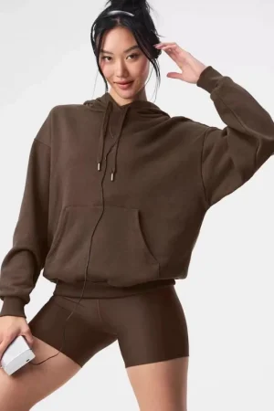 Women Fleece Lined Hoodie Soft Skin-Friendly Slim Fit Pullover Casual Hooded Sweatshirt Lightweight Warm Top for Daily Wear