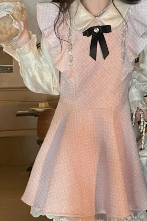 Gentle Style Unique and High-end Princess Dress French Sweet Little Fly Sleeves Pink Dress