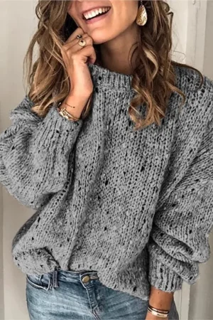 Sueter Feminino Winter Pullover Sweater Womens Round Neck Loose Invierno Warm Solid Color Knitted Party Versatile Casual Sweater