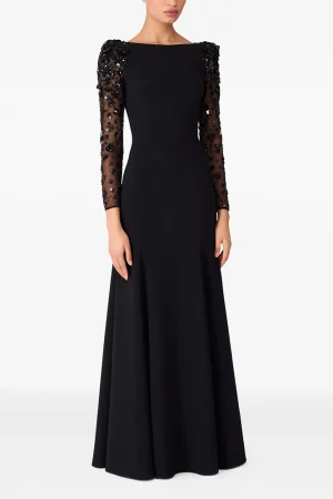 HIGH STREET Newest Fashion 2026 Designer Party Vestido Women's Spliced Mesh Diamonds Beaded Long Sleeved axi Long Dress